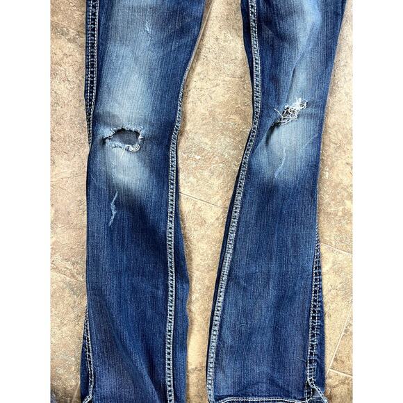 Silver Twisted Bootcut, distressed stretch denim jeans, women's 27 / 35 - Picture 3 of 12